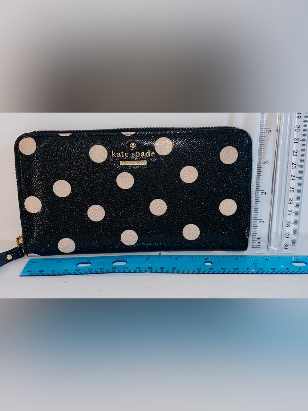 NWT Kate Spade New York PWRU3913 Polka Dot Zip Wallet Black White – NEW UNUSED